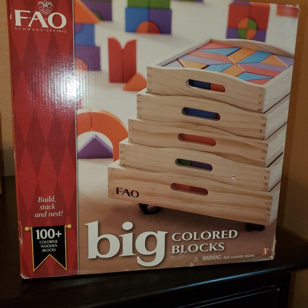 FAO schwarz Big Colored Blocks. Very hard to find.